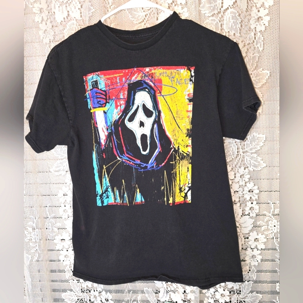 Ghost Face Black Short Sleeve Graphic T-shirt, Medium